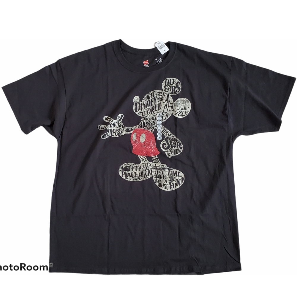 New Disney Mickey Mouse Black Graphic T-Shirt Men's Size XXL Short Sleeve